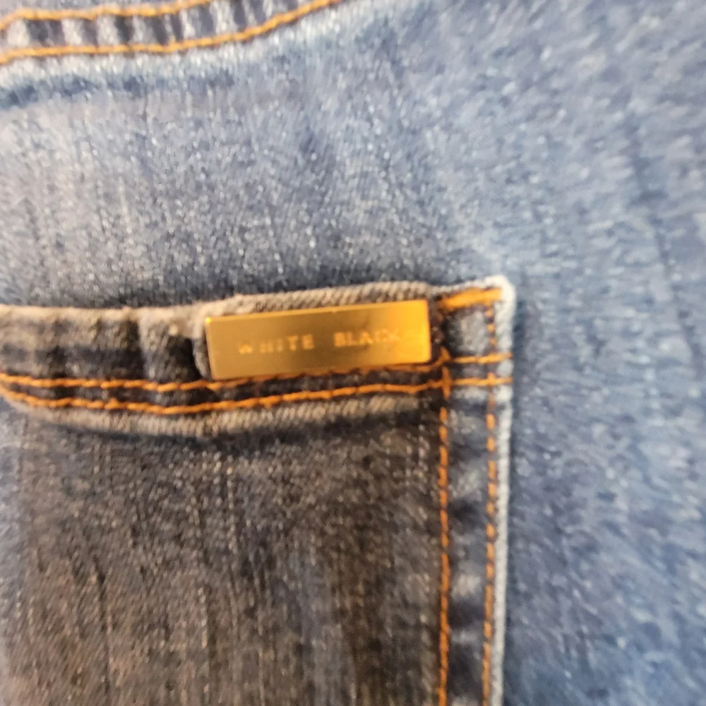 White House Black Market Blue Straight Leg Jeans with Vintage Fade
